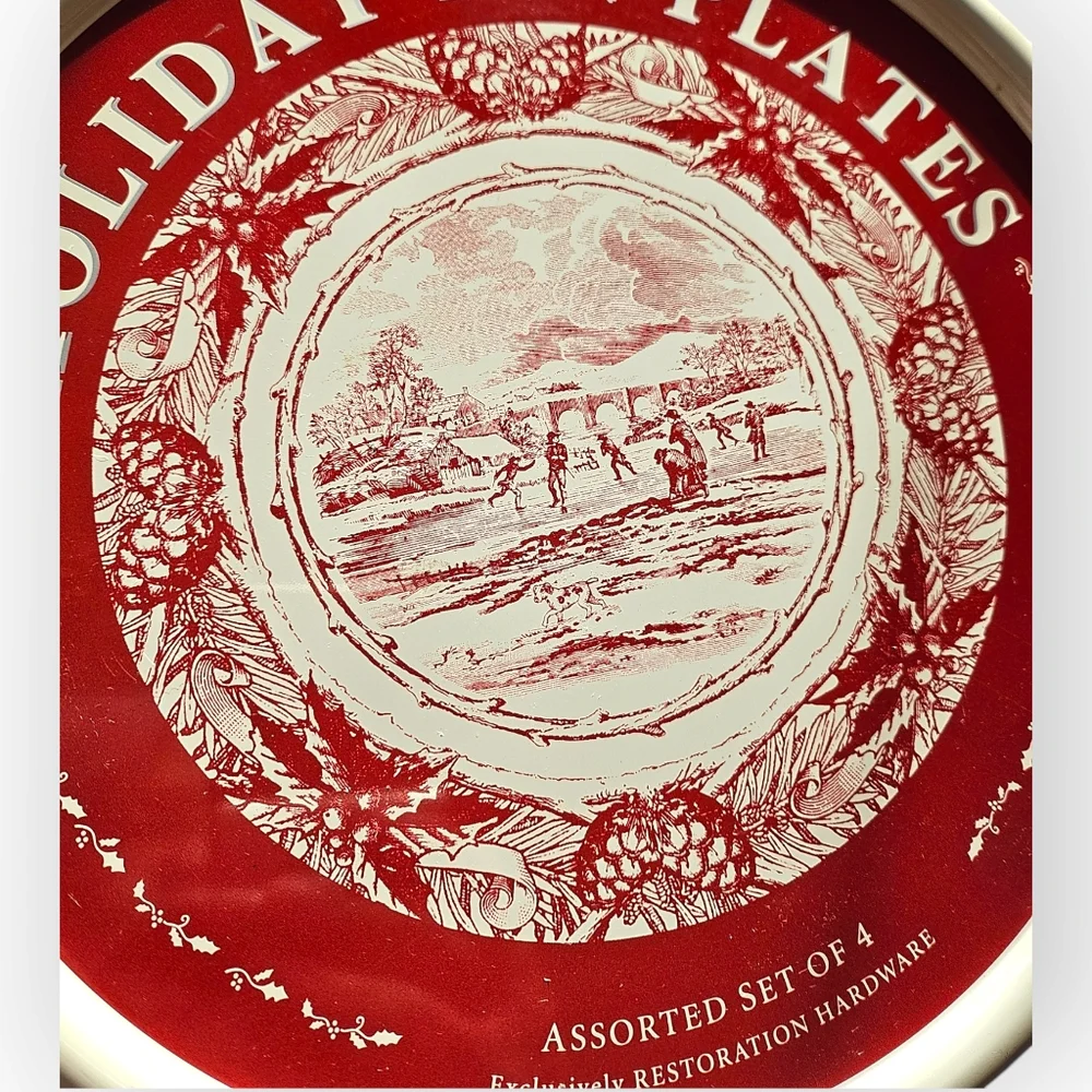 Vintage New Restoration Hardware Holiday Tin Plates in Collectible Tin 2005